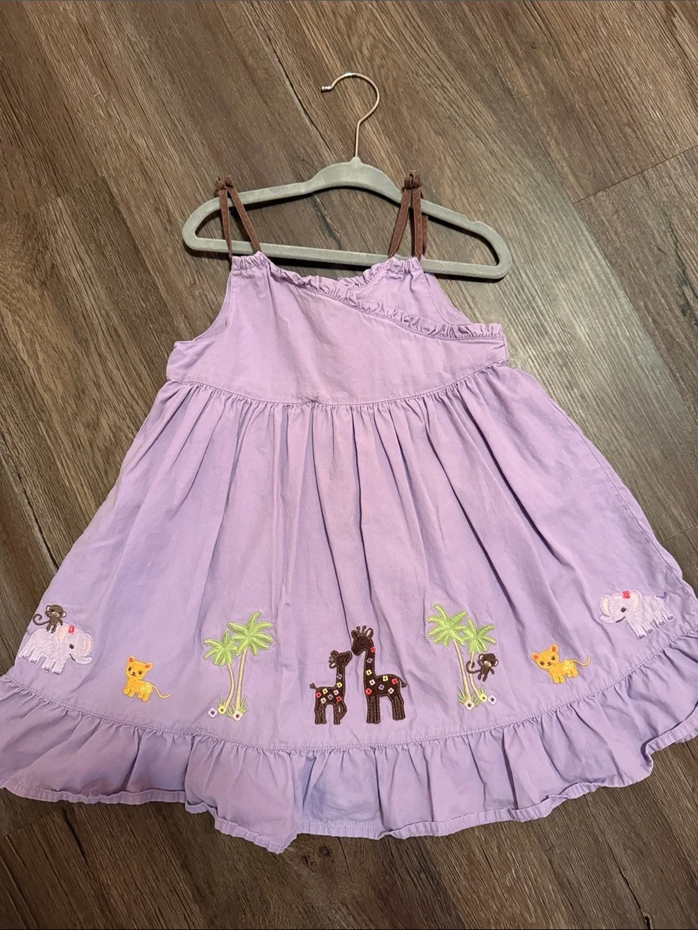 Gymboree Lilac Sundress with Brown Straps and Safari Embroidery